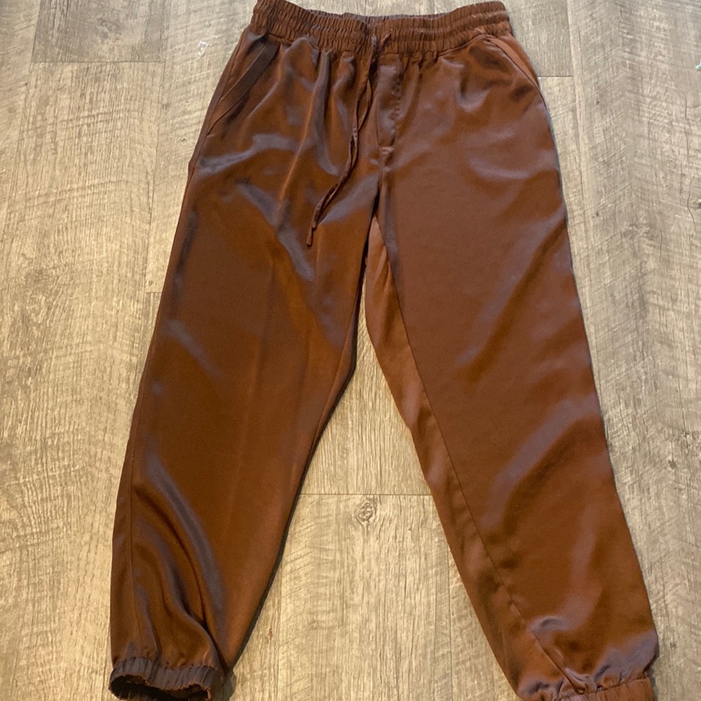 MELISSA NEPTON Brown Satin Pants
